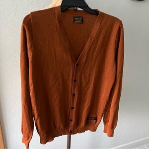 NEIGHBORHOOD Men's sz M Dark Orange Wool Blend Cardigan Vneck Long Slee…
